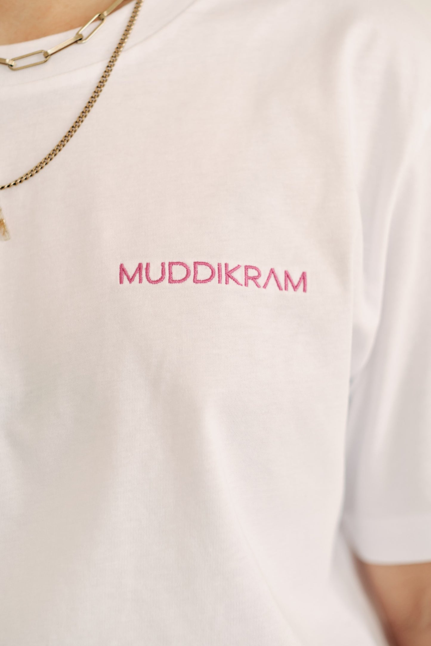 Muddikram - Organic Oversize Shirt (Stick) - white/pink