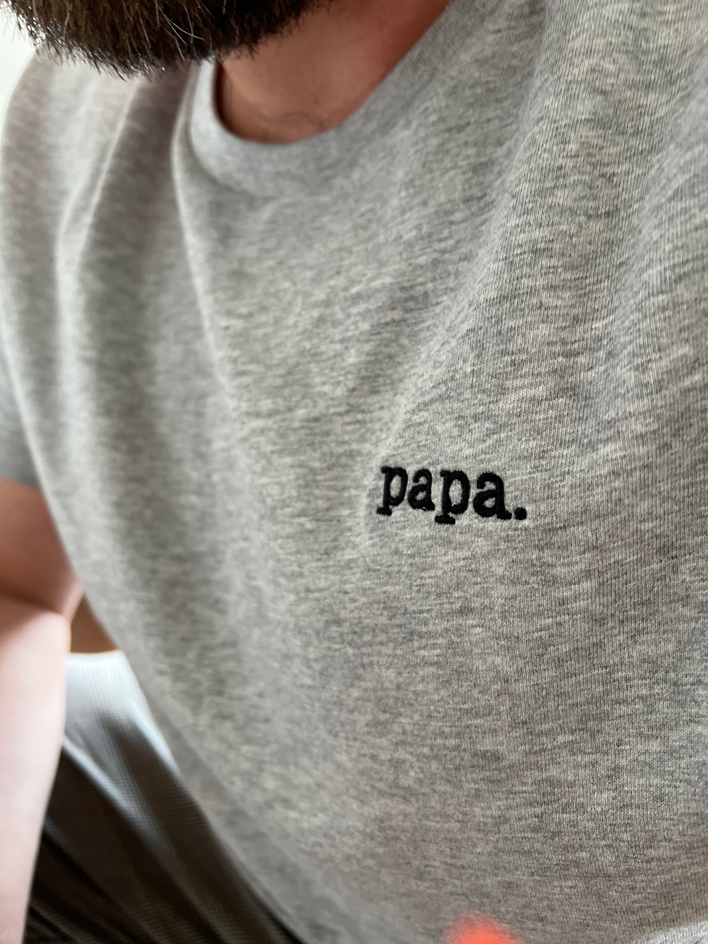 Organic Shirt (Stick schwarz) - papa - heather grey