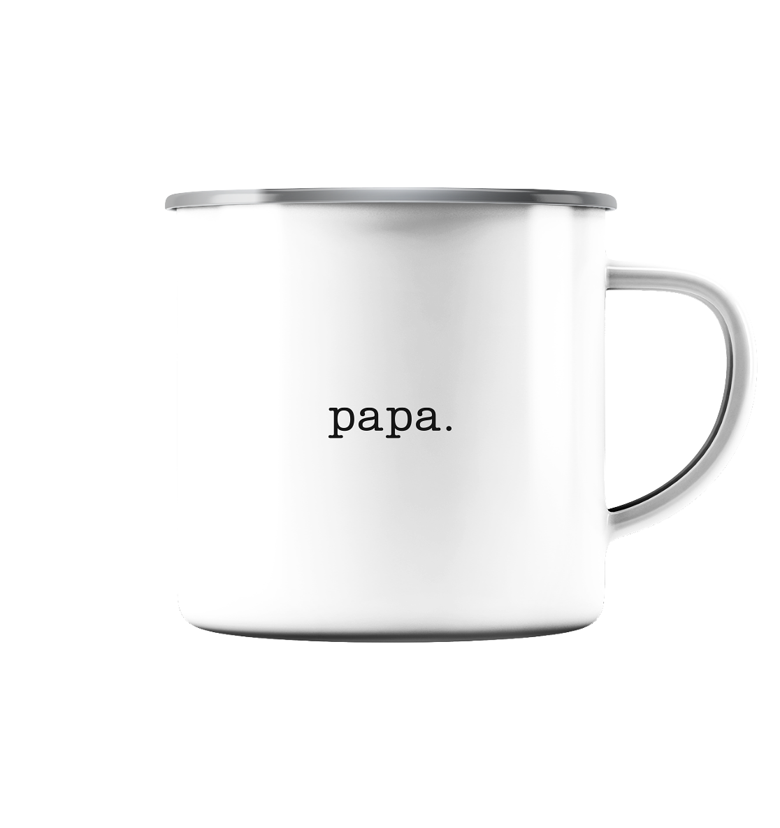 Emaille Tasse - Papa - weiß/silber