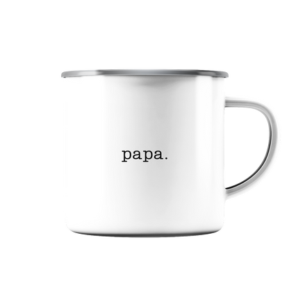 Emaille Tasse - Papa - weiß/silber